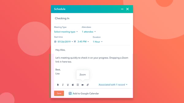HubSpot - Zoom Integration Screenshot