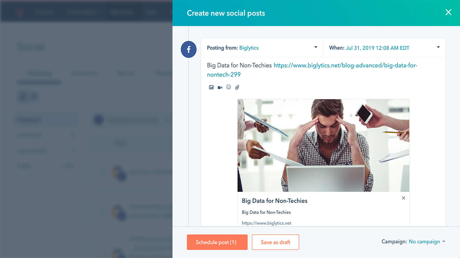 HubSpot - Facebook integration Screenshot